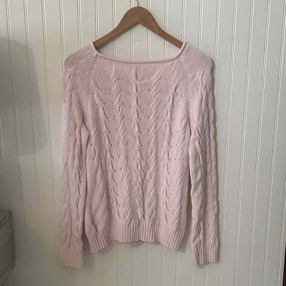 Nautica Pink Cable Knit Sweater sz M - Picture 7 of 10